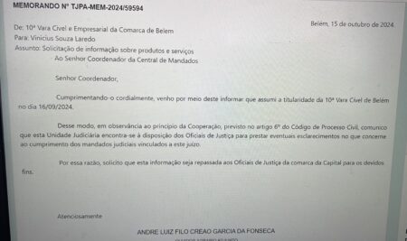 JUIZ ANDRÉ LUIZ FILO CREAO, DA 10ª VARA EMPRESARIALDA CAPITAL, SOLICITA  COOPERAÇÃO DOS OFICIAIS DE JUSTIÇA PARA ESCLARECIMENTOS PROCESSUAIS